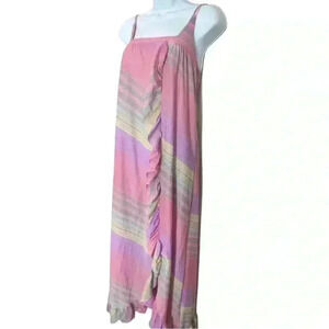 Vintage Alice Maloof Ruffled Nightgown Dress Size XS Lingerie 1960s Candy Stripe